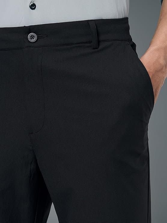 FlexWear Men’s Black Slim Fit Semi-Formal Trousers