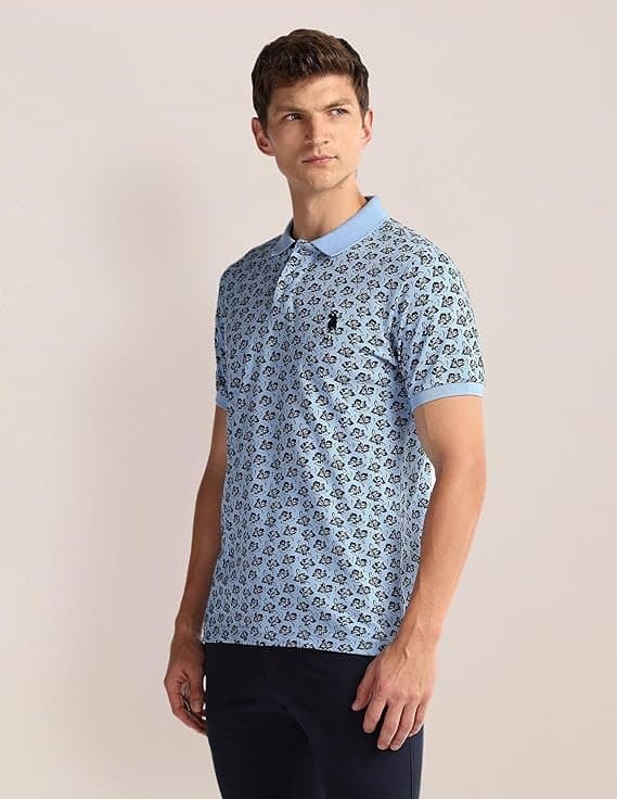 Velmora Men’s Blue Floral Polo T