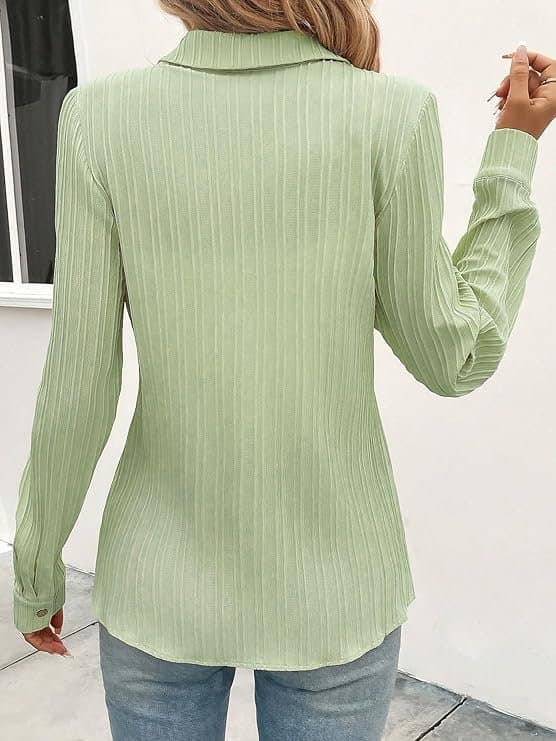 Velmora Women’s Slim Fit Textured Long Sleeve Top
