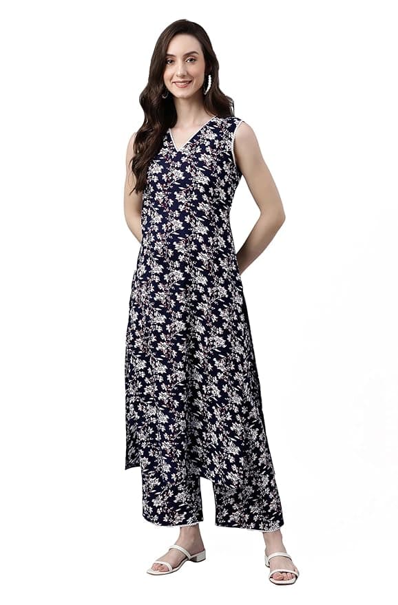 IndiBloom Women’s Grey Floral Cotton Co-ord Set