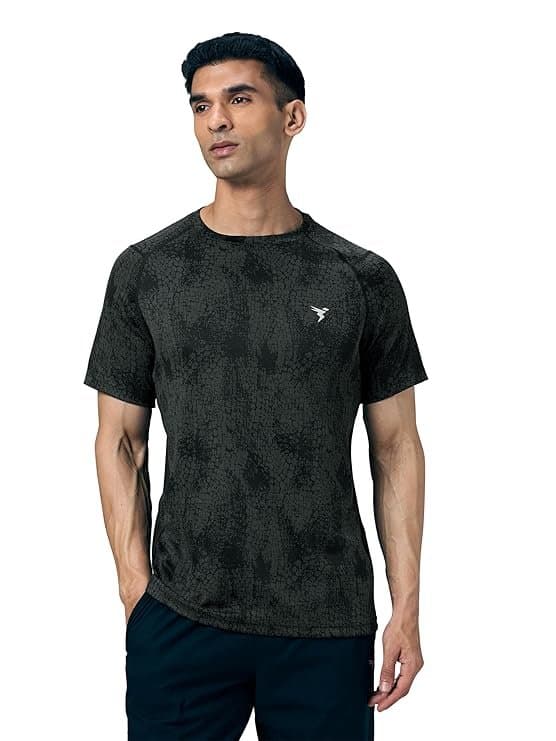 FlexWear Men’s Black Printed Crew Neck T