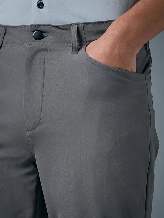 FlexWear Men’s Black Straight Fit Semi-Formal Trousers