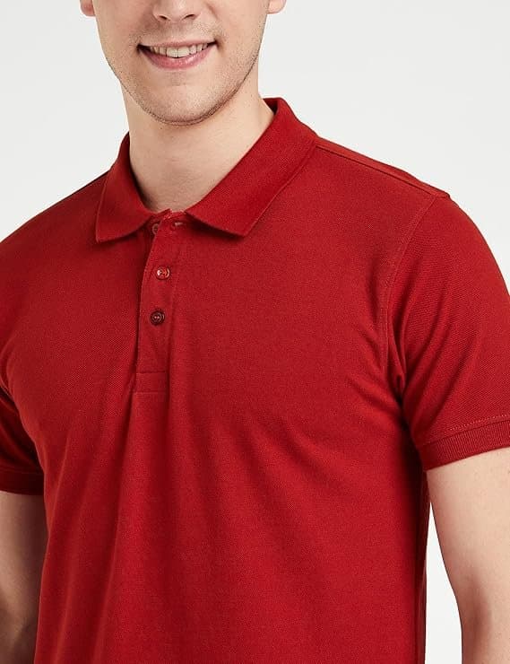 Velmora Men’s Red Cotton Polo T