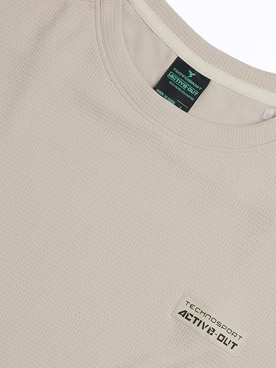 FlexWear Men’s Beige Textured Crew Neck T