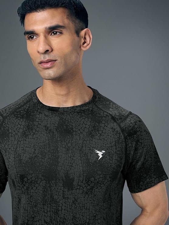 FlexWear Men’s Black Printed Crew Neck T
