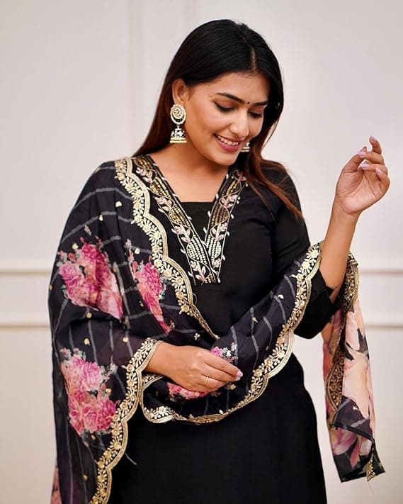 Aarika Women’s Viscose Embroidered Kurta Set with Pants & Dupatta
