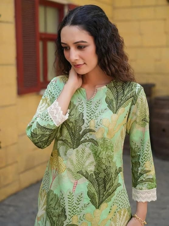 IndiWeave Women’s Cotton Blend Ethnic Kurta Set