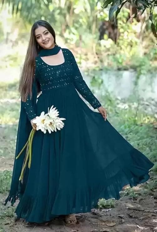 Zariya Women’s Elegant Anarkali Gown with Dupatta