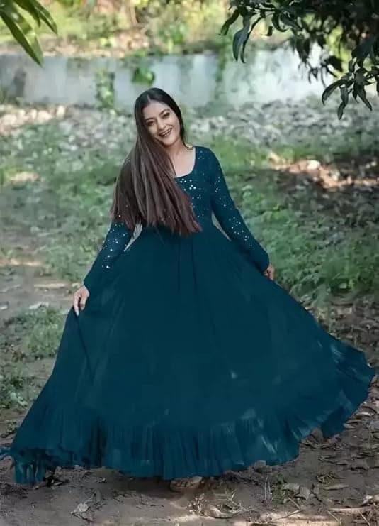 Zariya Women’s Elegant Anarkali Gown with Dupatta