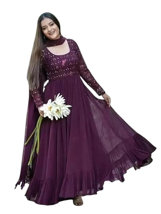 Zariya Women’s Elegant Anarkali Gown with Dupatta