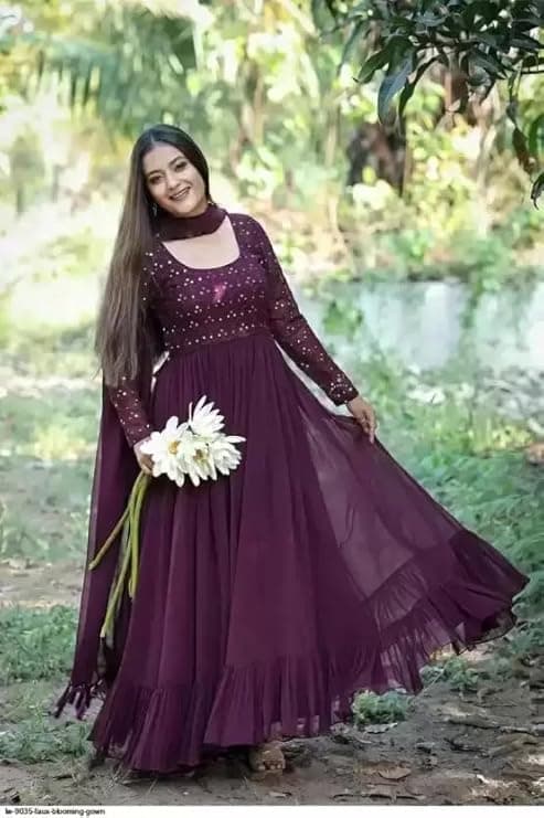 Zariya Women’s Elegant Anarkali Gown with Dupatta