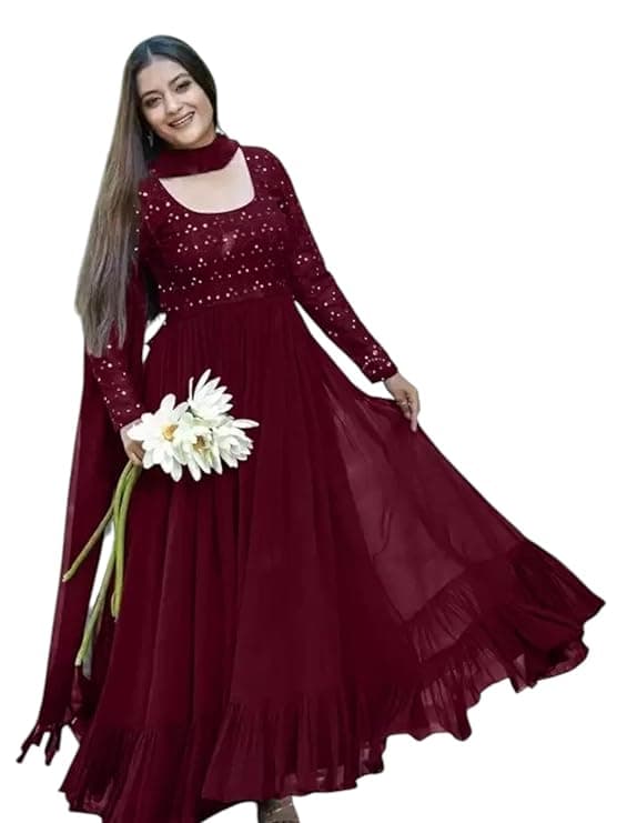 Zariya Women’s Elegant Anarkali Gown with Dupatta