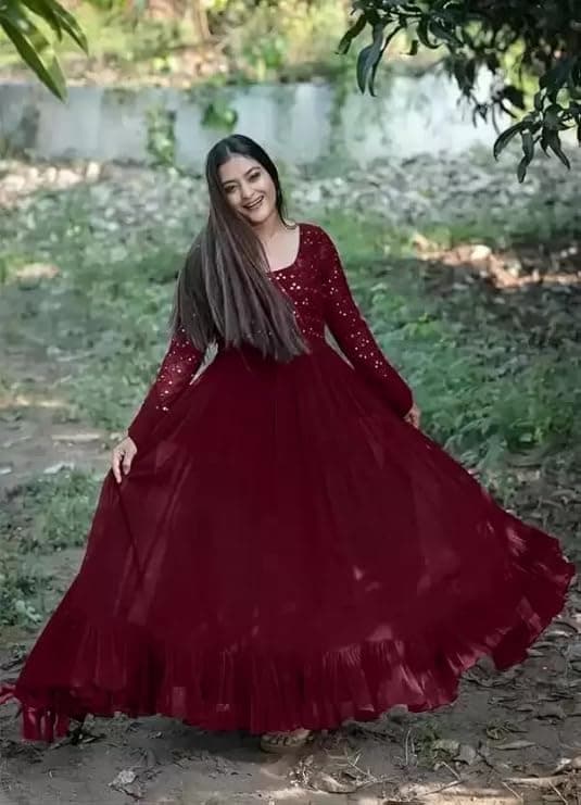 Zariya Women’s Elegant Anarkali Gown with Dupatta