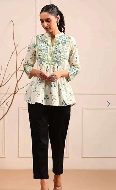 Vastrika Women’s Cotton Printed Anarkali Short Kurti