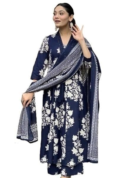 IndiWeave Women’s Blue Printed A