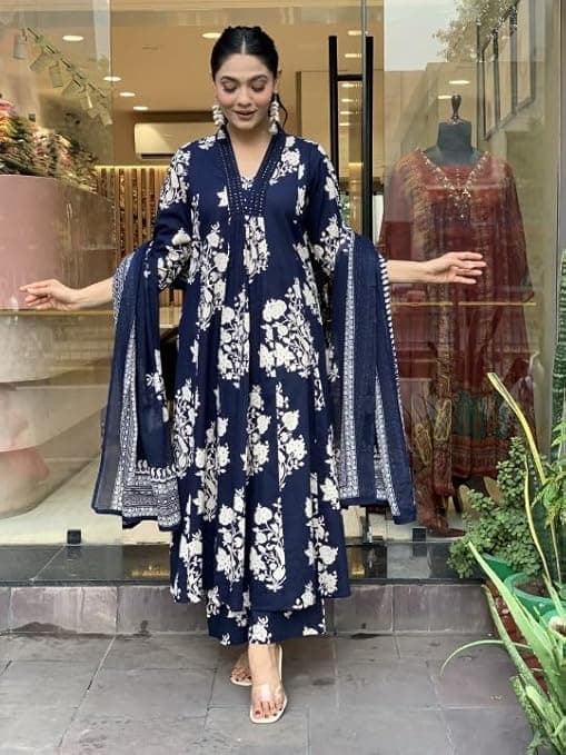 IndiWeave Women’s Blue Printed A