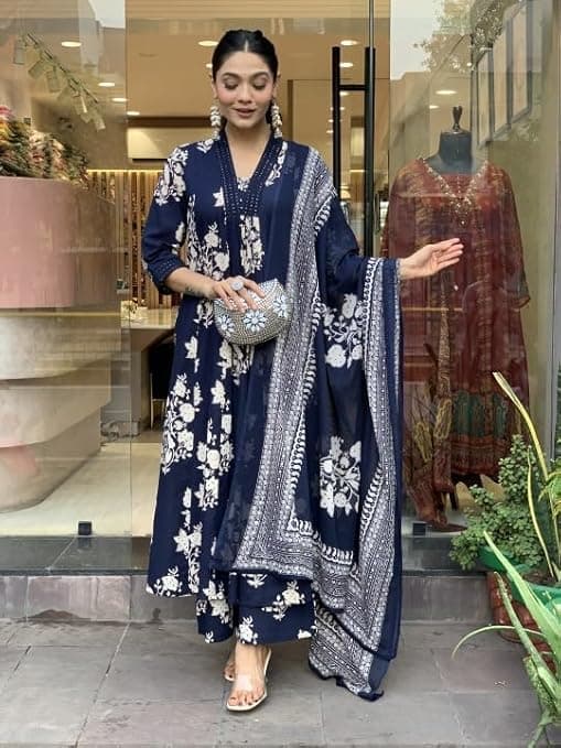 IndiWeave Women’s Blue Printed A