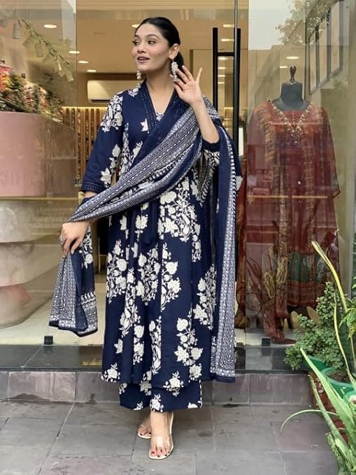 IndiWeave Women’s Blue Printed A