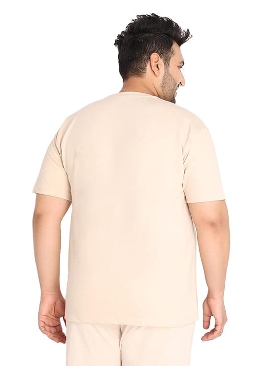 CHKOKKO Men’s Plus Size Terry Cotton Loose Fit Half Sleeves T