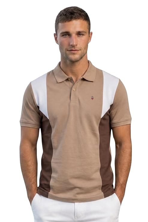 Louis Philippe Men’s 100% Cotton Pique Fabric Color Block Polo Tshirt