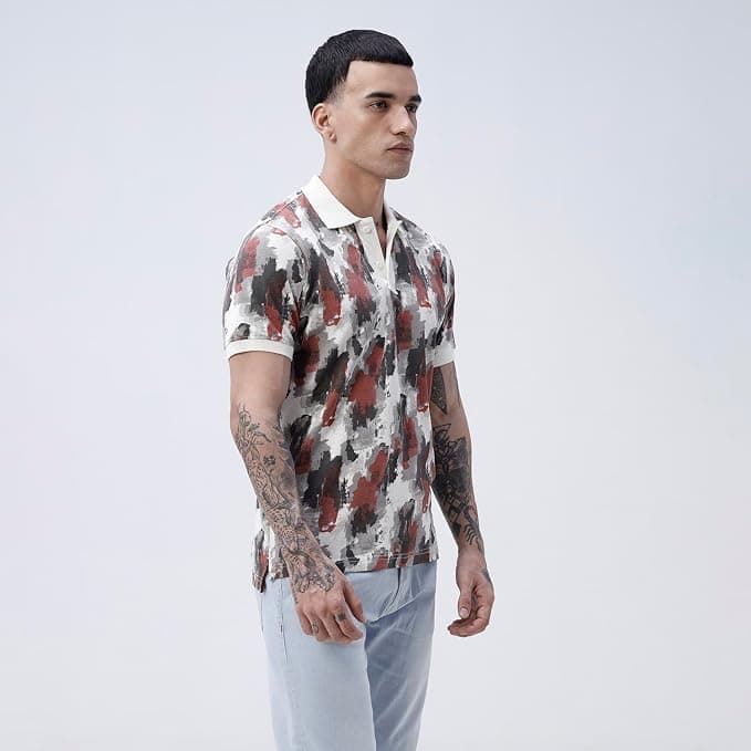 BASICS 100% Cotton Relaxed Fit Polo T-Shirt for Men