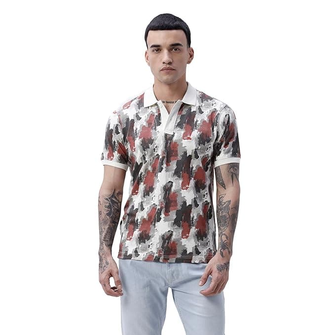 BASICS 100% Cotton Relaxed Fit Polo T-Shirt for Men