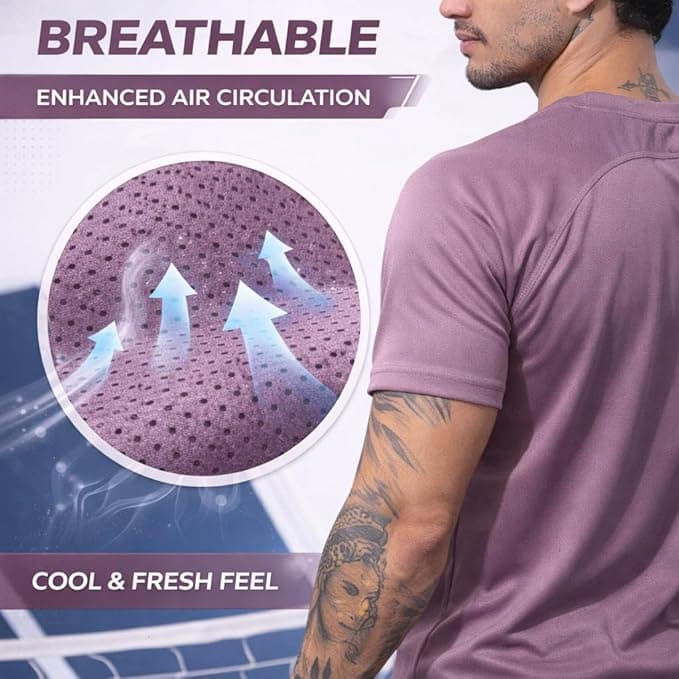Kvetoo Mens Dry Fit Gym T Shirt Quick Dry Sweat Proof Breathable Workout...