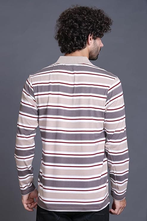 Full Sleeve Polo T Shirt for Men Cotton with Pocket and Collar – R...