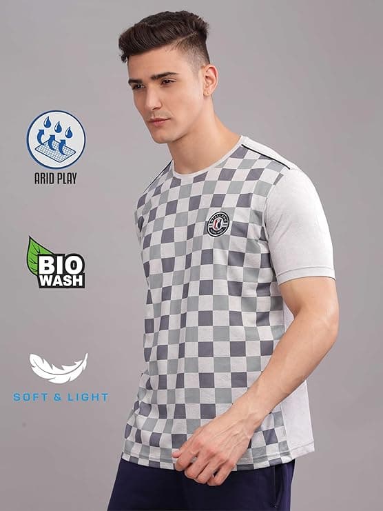 STELLERS Men’s Round Neck Half Sleeve Active Wear Sports T