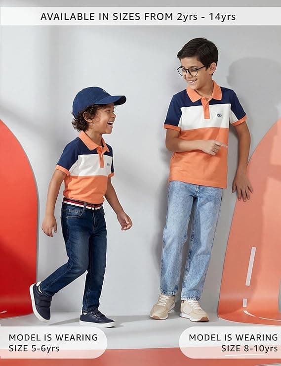 Amazon Brand – Symbol Boy’s Color Block Regular Fit Polo Shirt